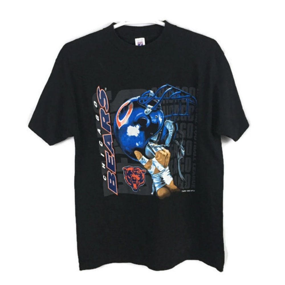 Vintage Rare 90s Chicago Bears Black Graphic Tee